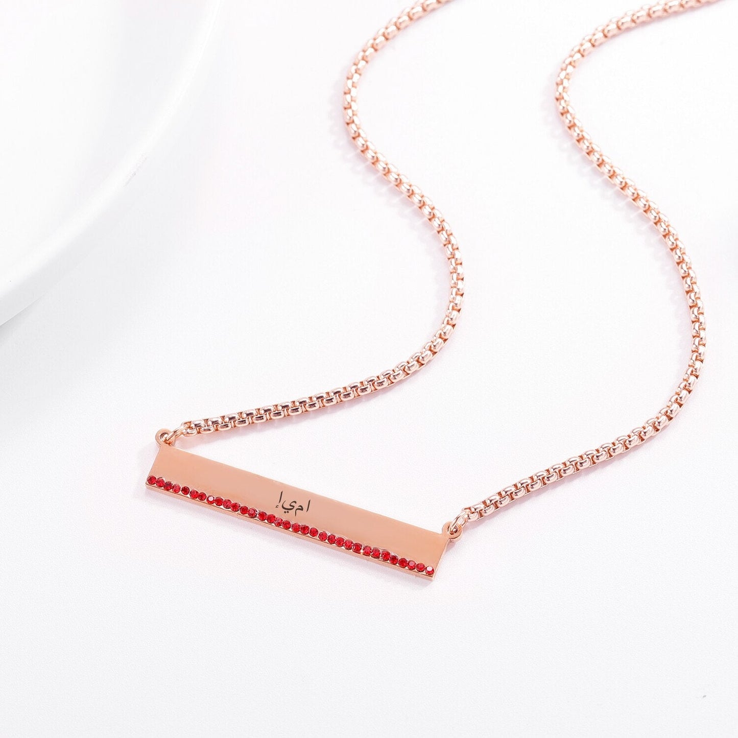 Arabic Name Bar Necklace - Eternal Rosebox & Love Letter Necklace