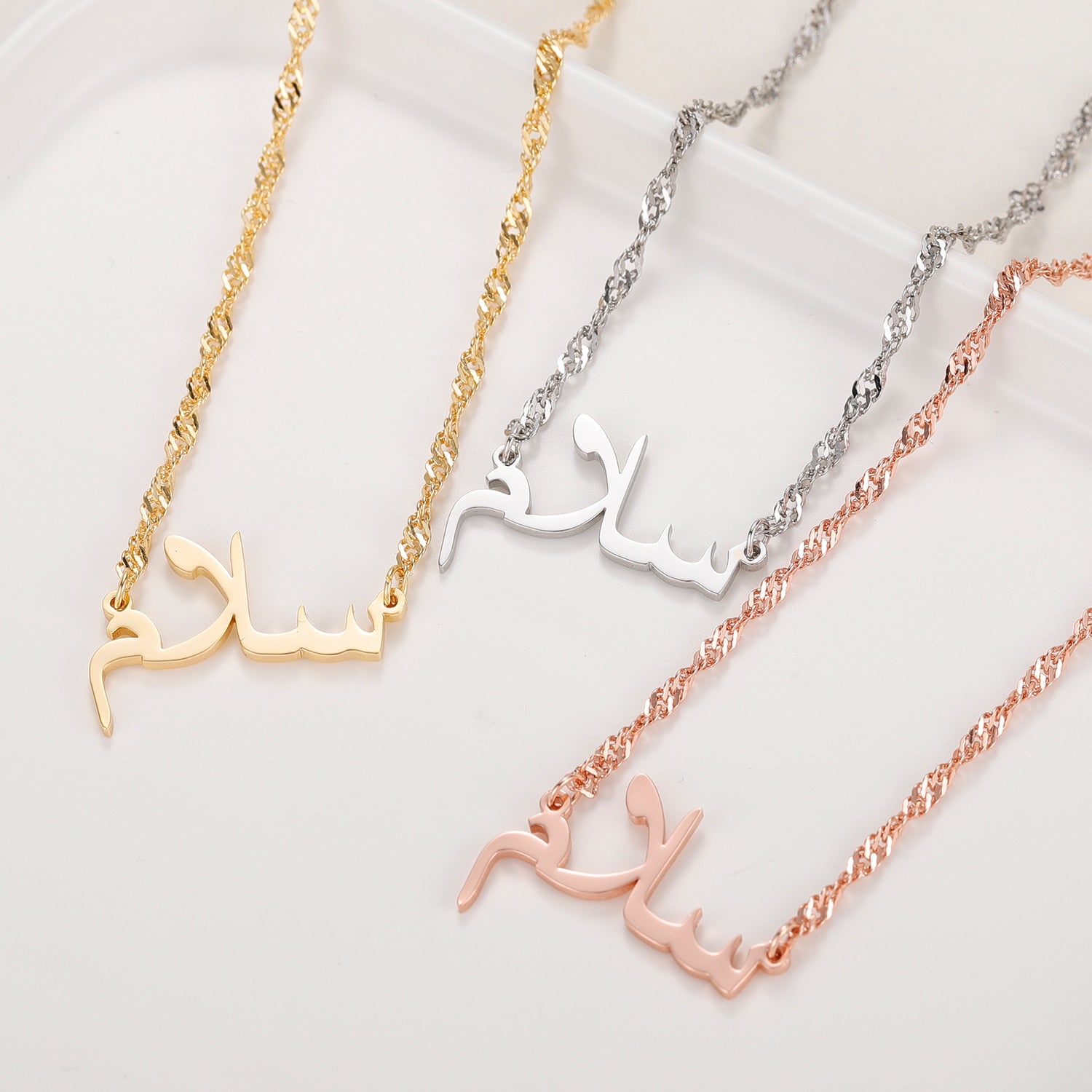 Arabic Name Rope Necklace - Eternal Rosebox & Love Letter Necklace