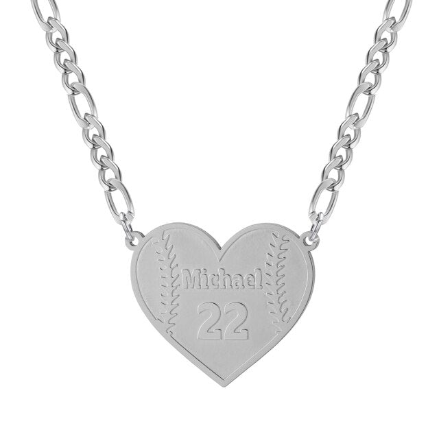 Baseball Jersey Heart Necklace - Eternal Rosebox & Love Letter Necklace