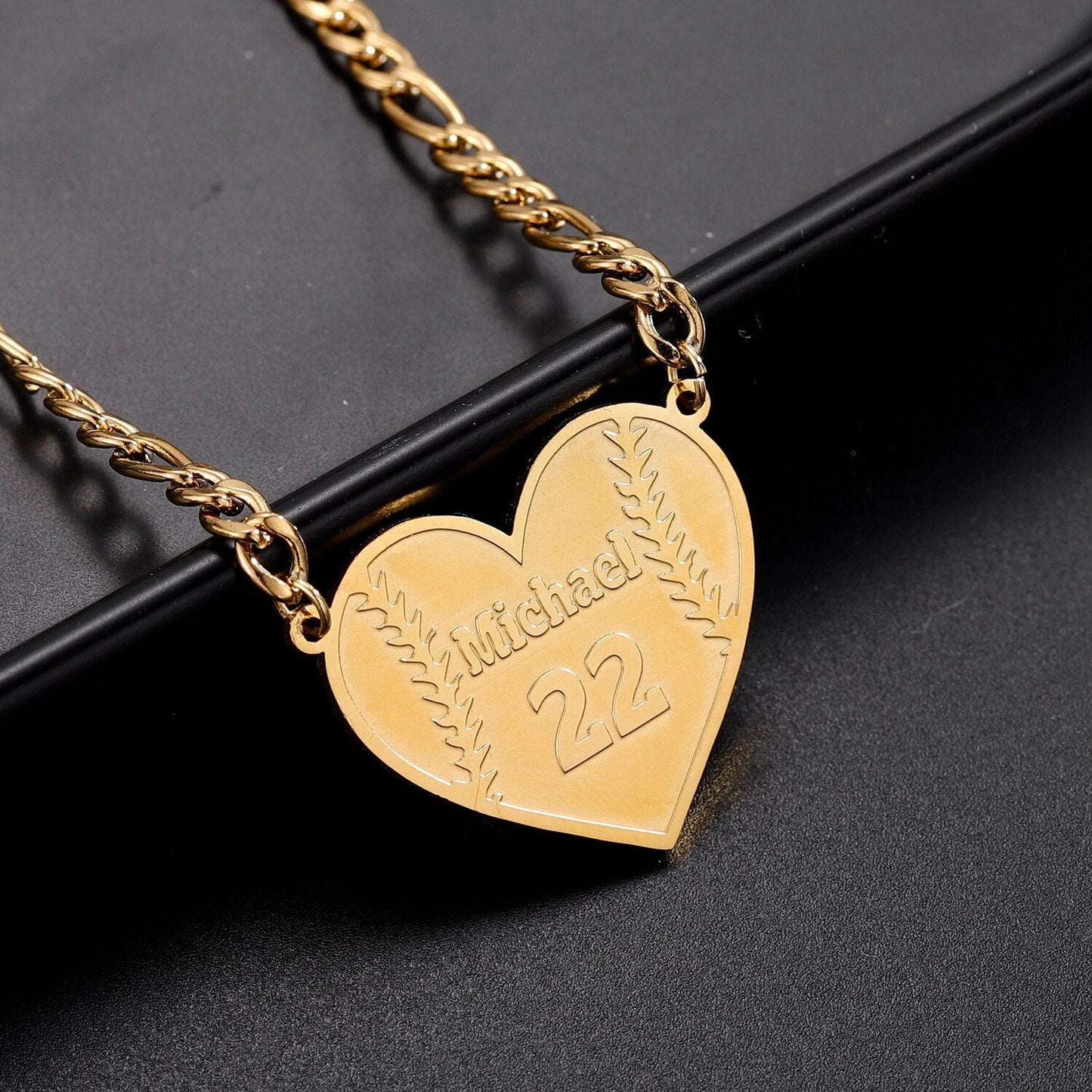 Baseball Jersey Heart Necklace - Eternal Rosebox & Love Letter Necklace