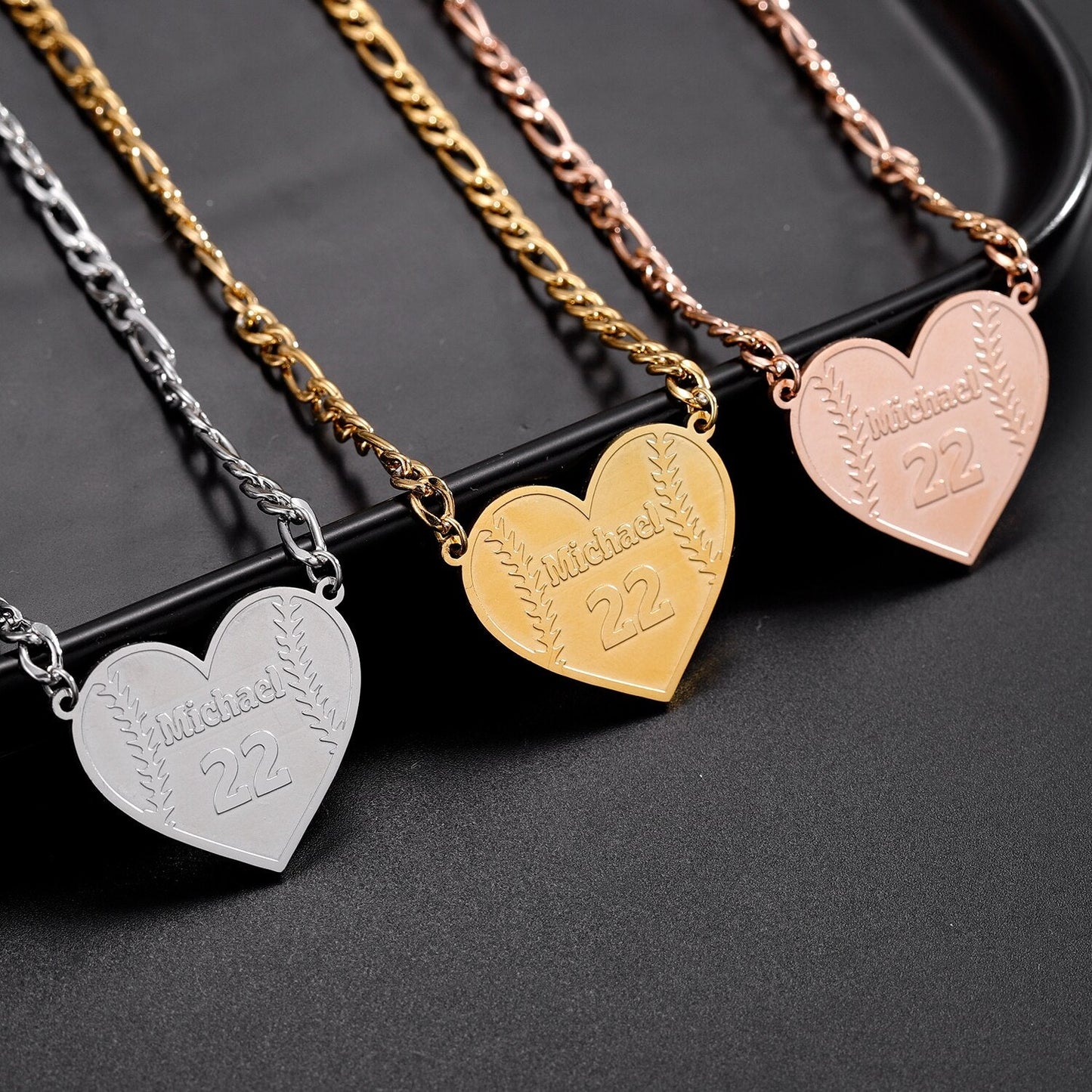 Baseball Jersey Heart Necklace - Eternal Rosebox & Love Letter Necklace