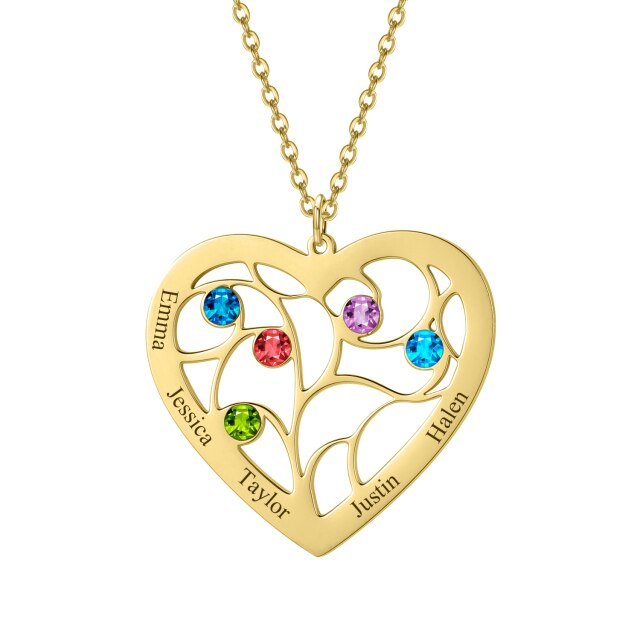 Birthstone Family Tree Necklace - Eternal Rosebox & Love Letter Necklace