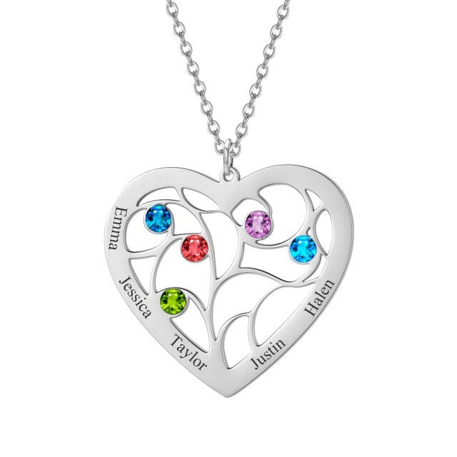 Birthstone Family Tree Necklace - Eternal Rosebox & Love Letter Necklace