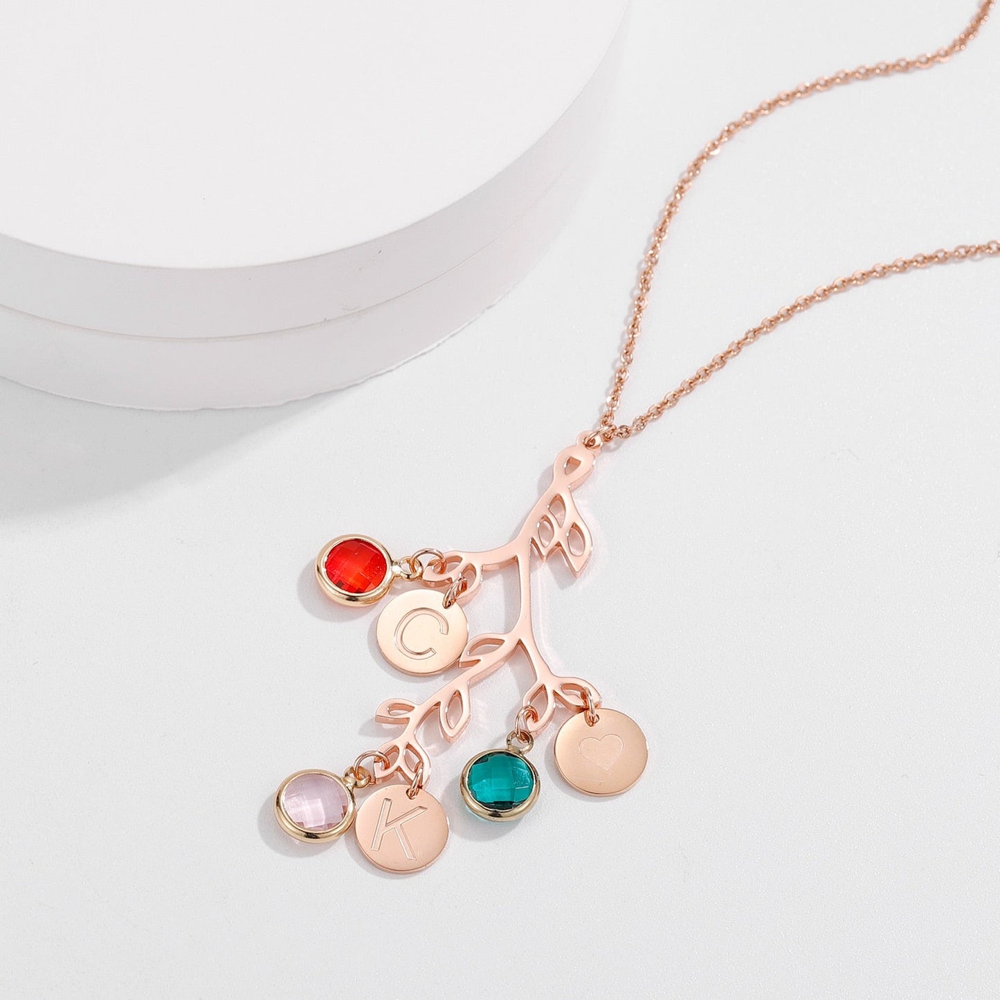 Birthstone Family Tree Necklace - Eternal Rosebox & Love Letter Necklace