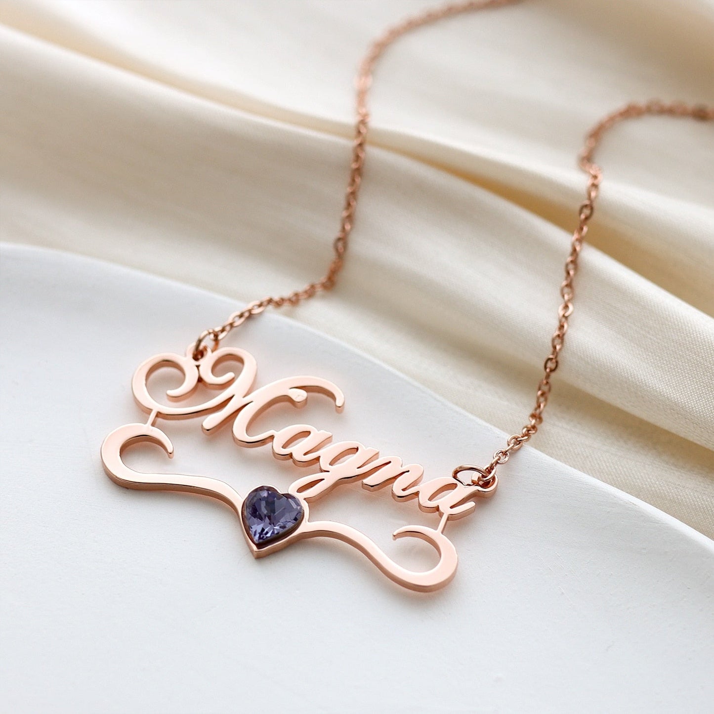 Birthstone Name Necklace - Eternal Rosebox & Love Letter Necklace