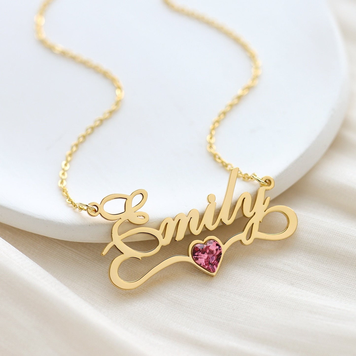 Birthstone Name Necklace - Eternal Rosebox & Love Letter Necklace