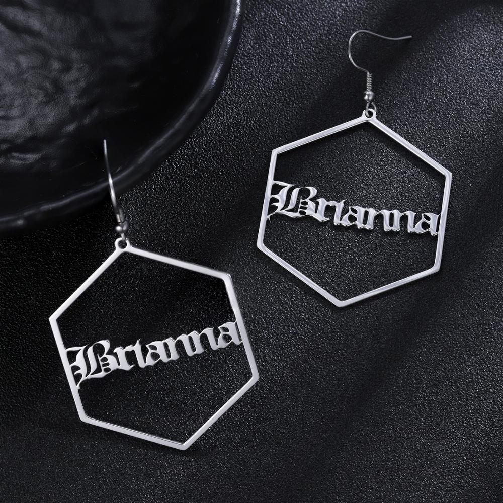 Pentagon Name Earrings