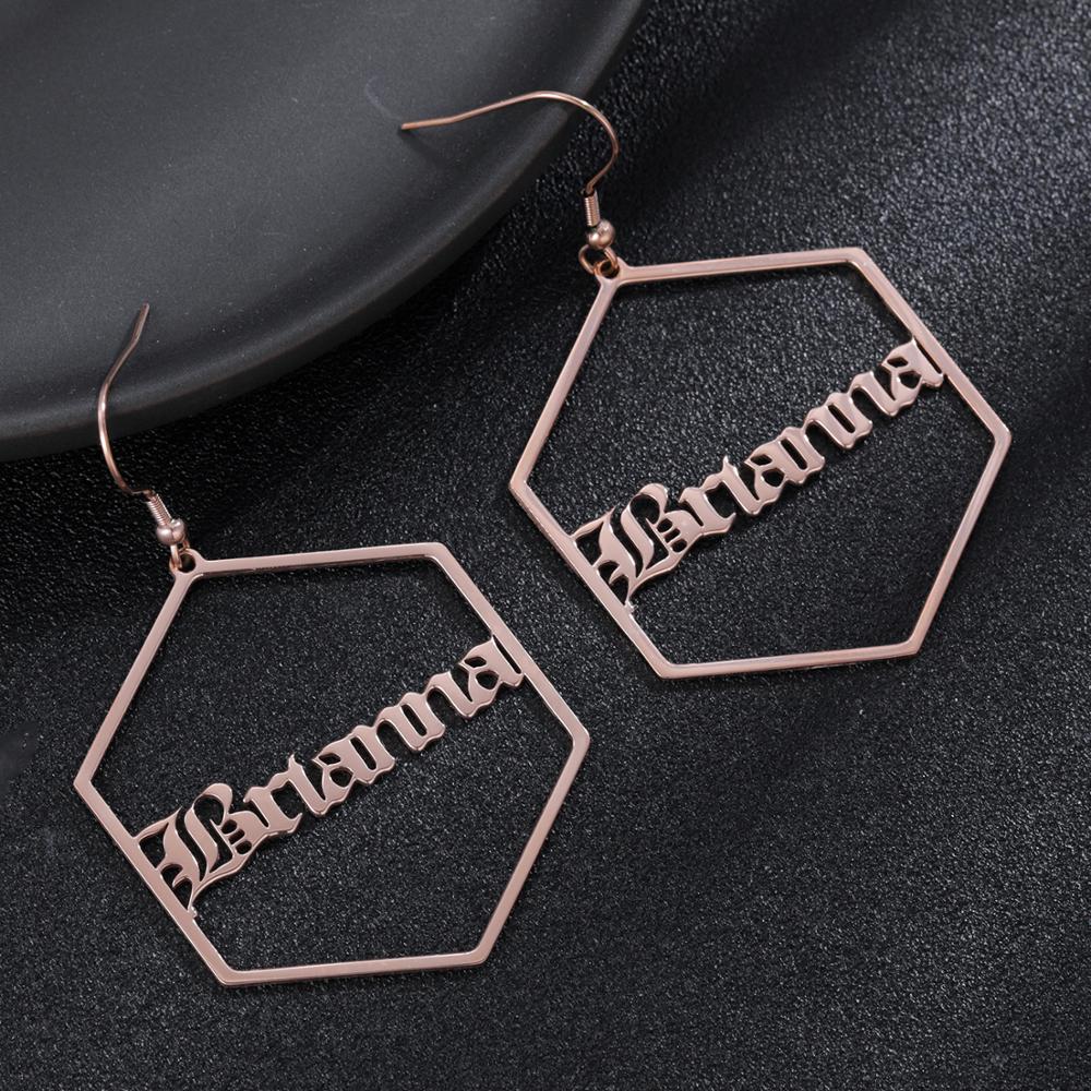 Pentagon Name Earrings