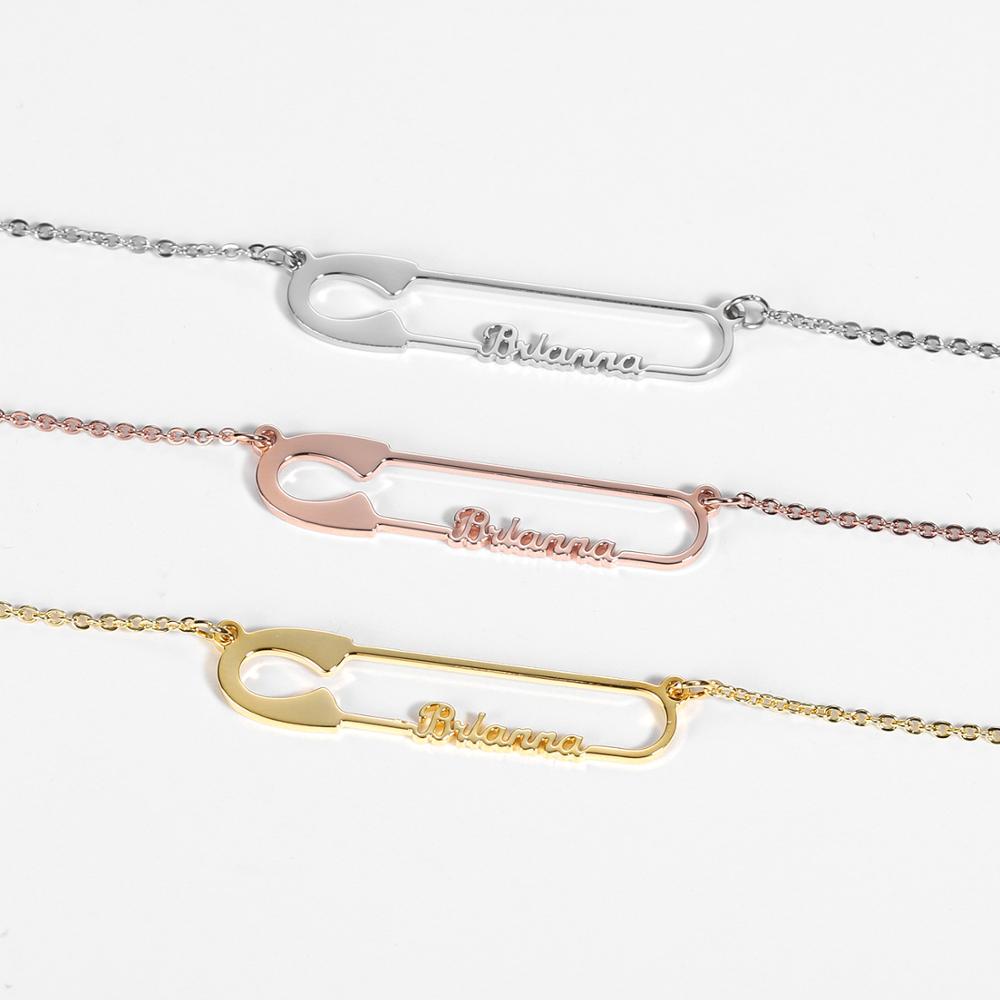 Safety Pin Name Necklace