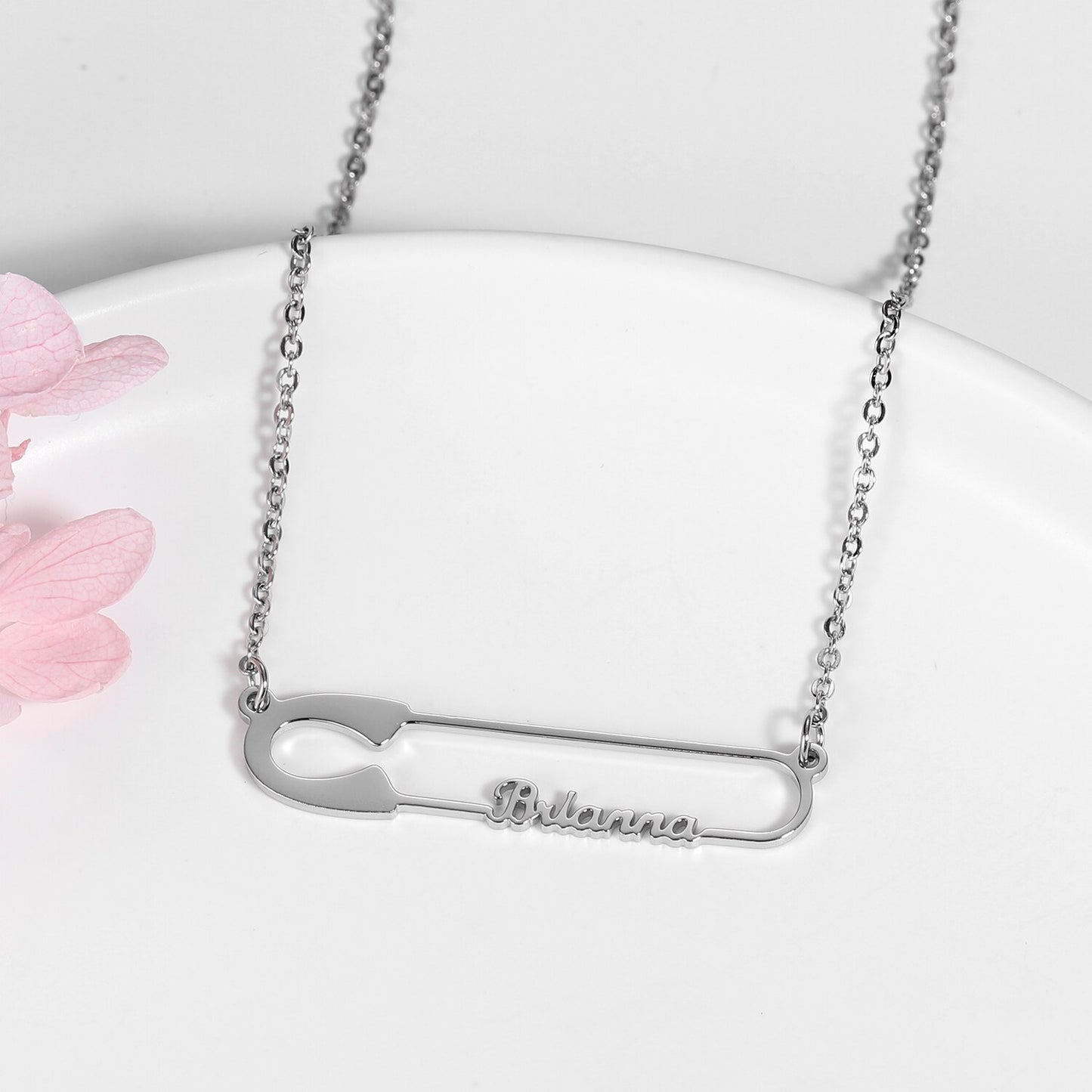 Safety Pin Name Necklace