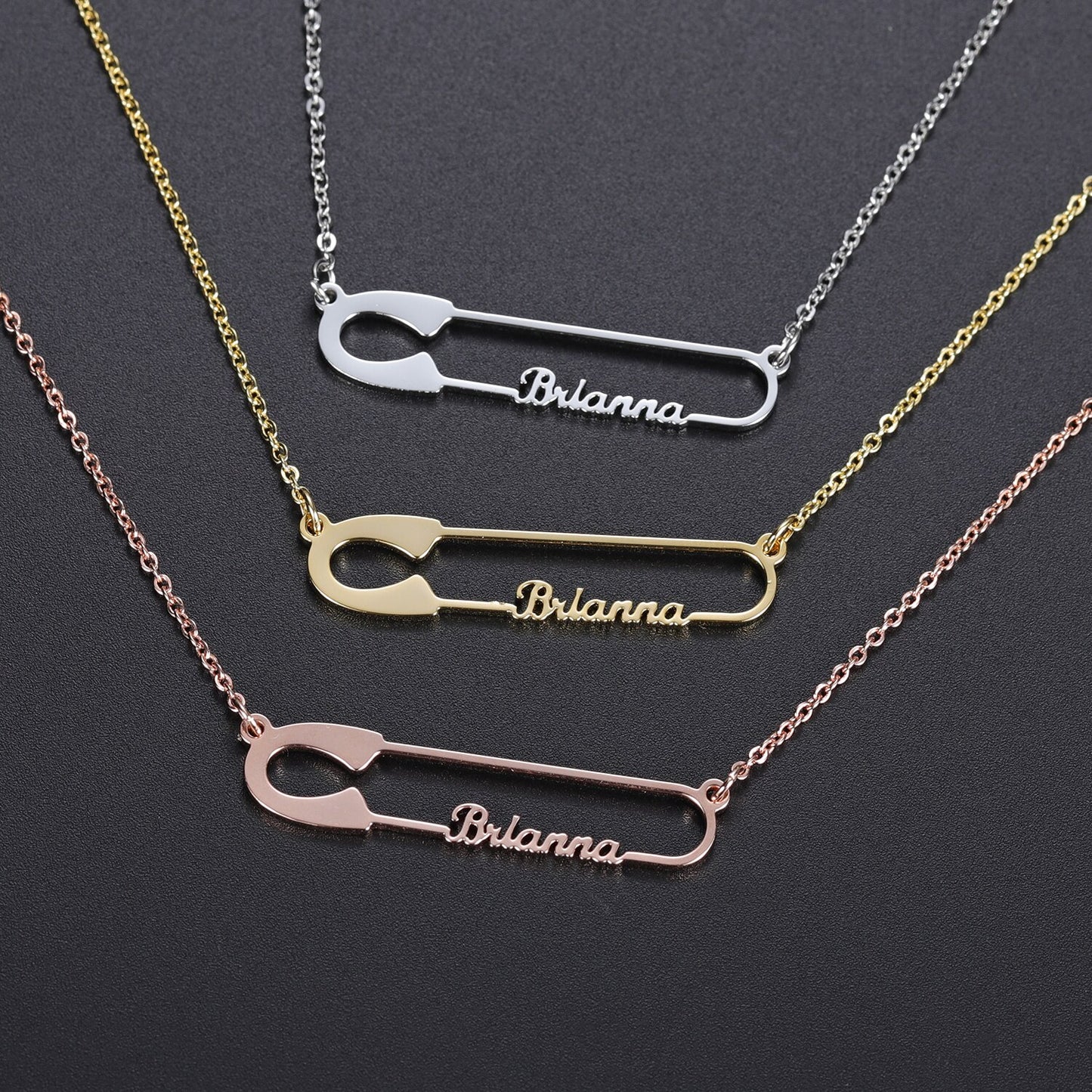 Safety Pin Name Necklace