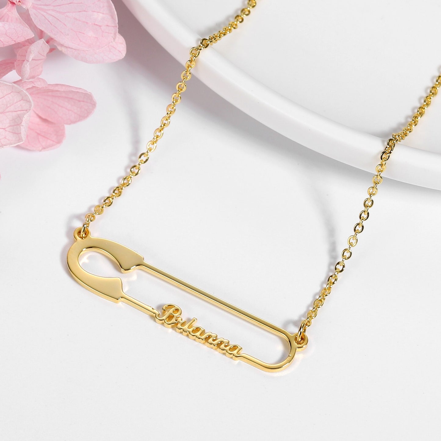 Safety Pin Name Necklace