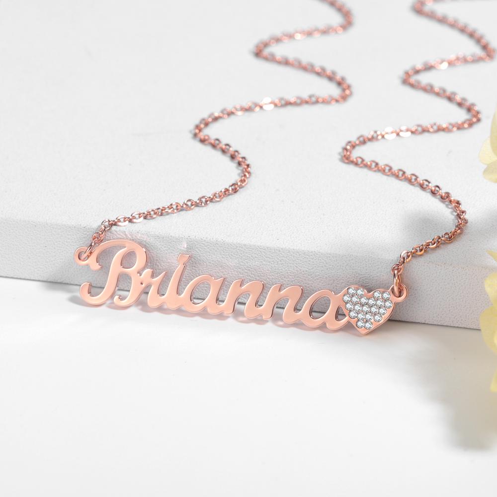 Diamond Heart Name Necklace