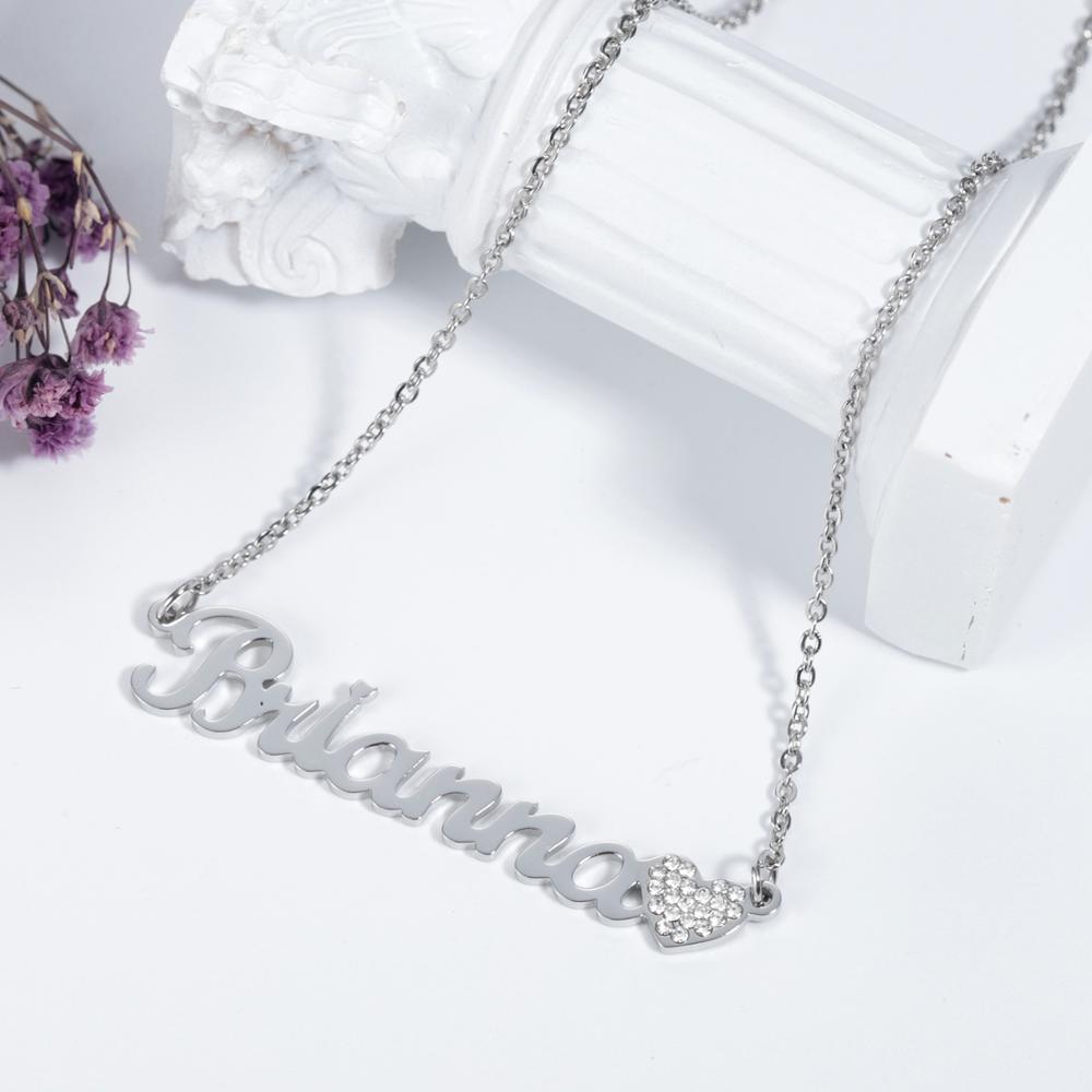 Diamond Heart Name Necklace