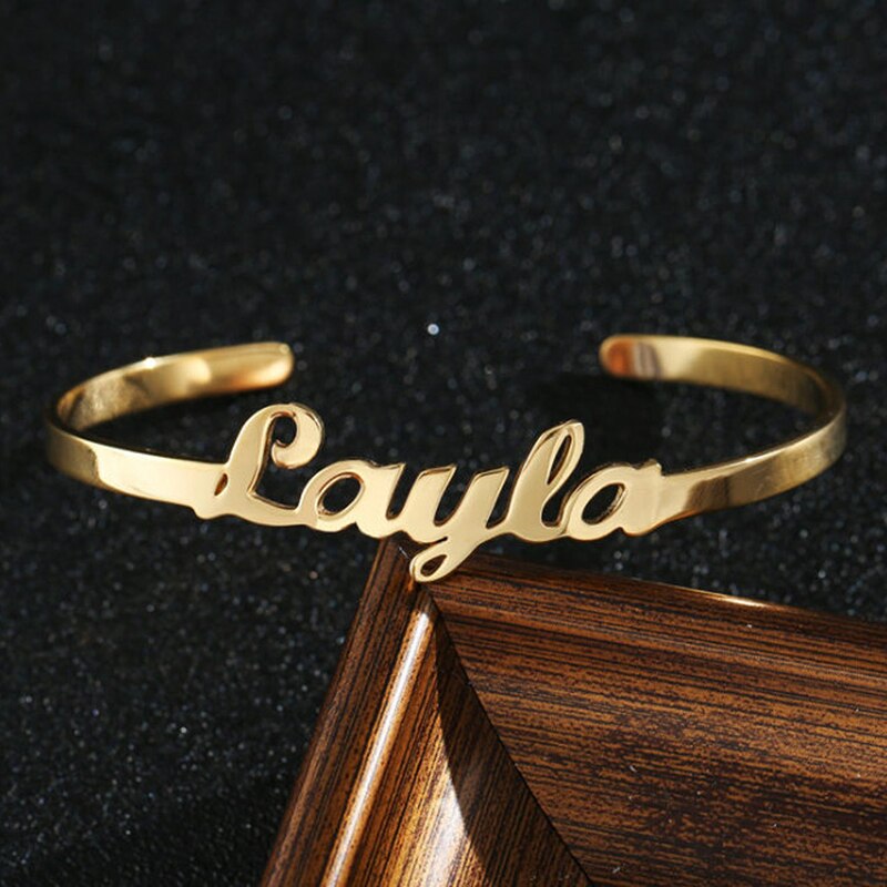 Cursive Name Bangle Bracelet