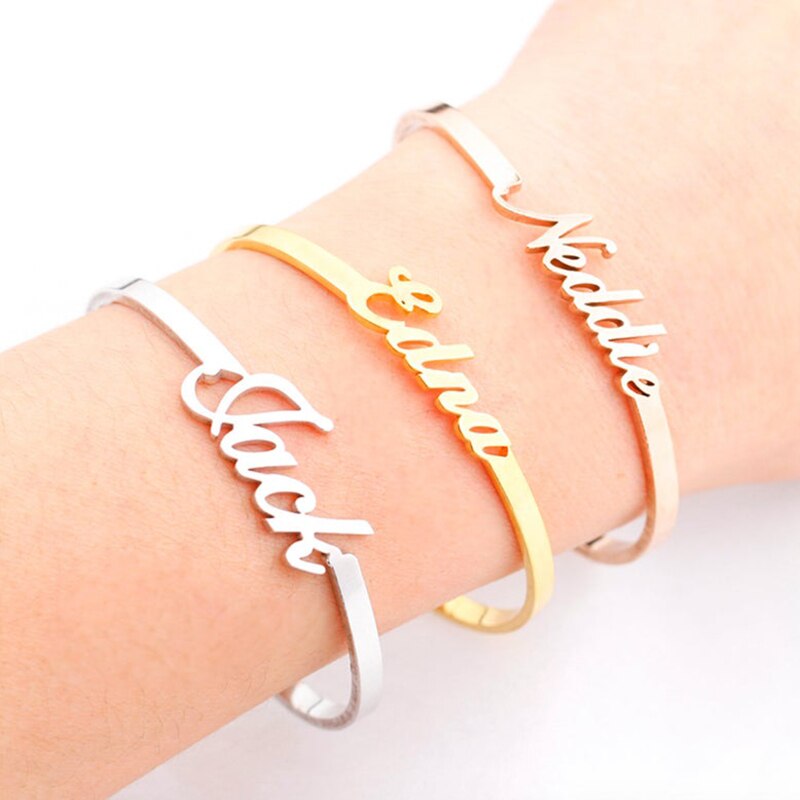 Cursive Name Bangle Bracelet