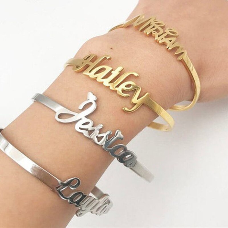 Cursive Name Bangle Bracelet