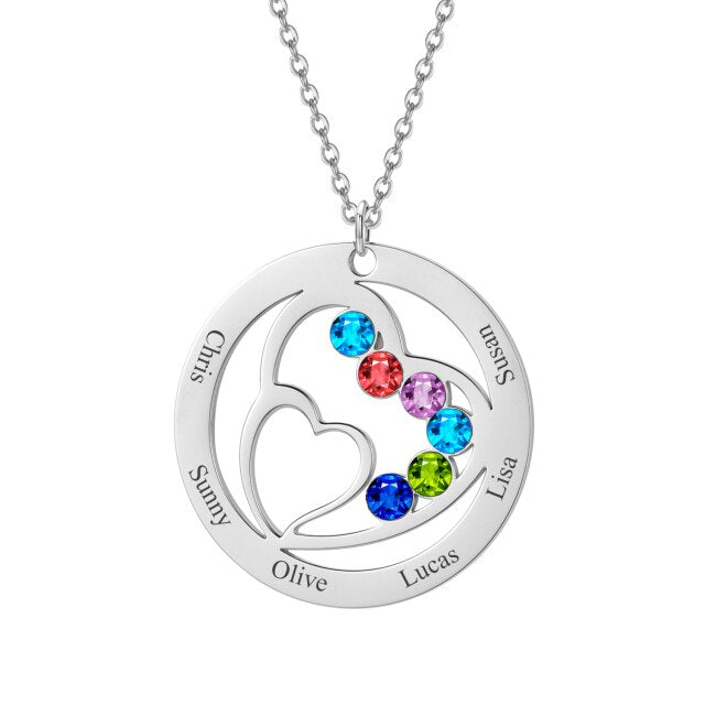 Circular Family Birthstone  Necklace