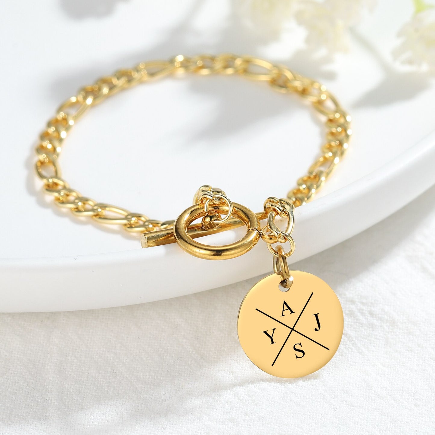 Circular Initial Bracelet