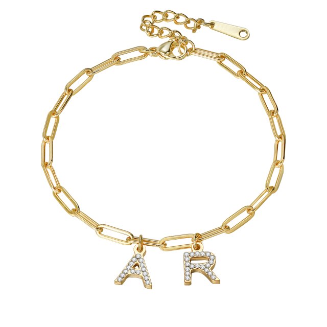 Diamond Double Initial Bracelet