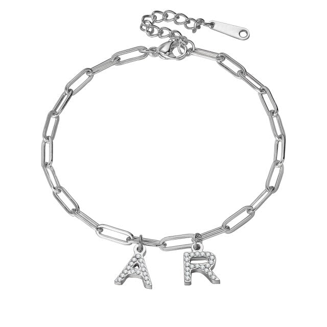 Diamond Double Initial Bracelet