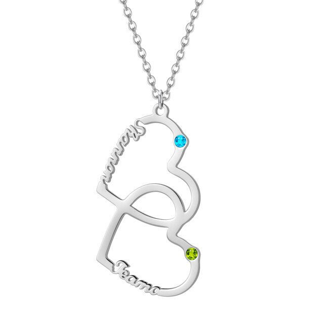 Heart in Heart Birthstone Necklace