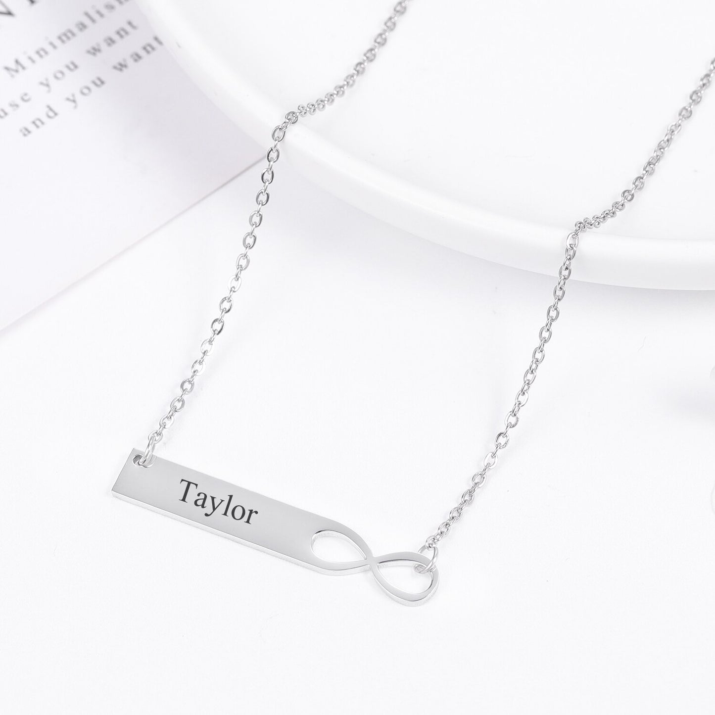 Infinity Name Bar  Necklace