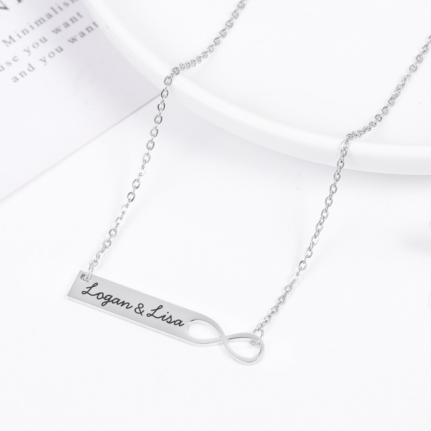 Infinity Name Bar  Necklace