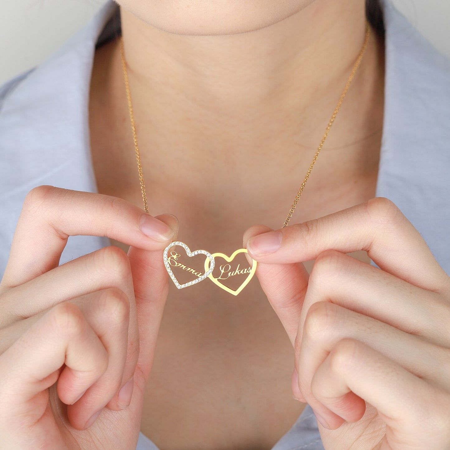 Double Name Heart Necklace