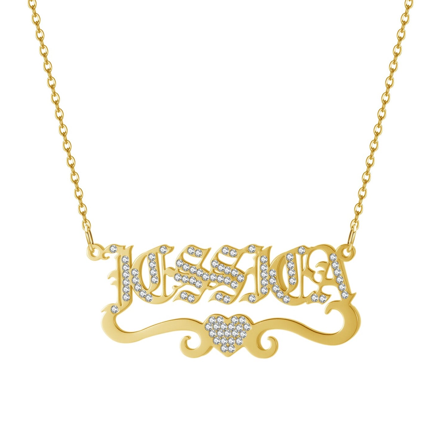 Old English Diamond Name Necklace