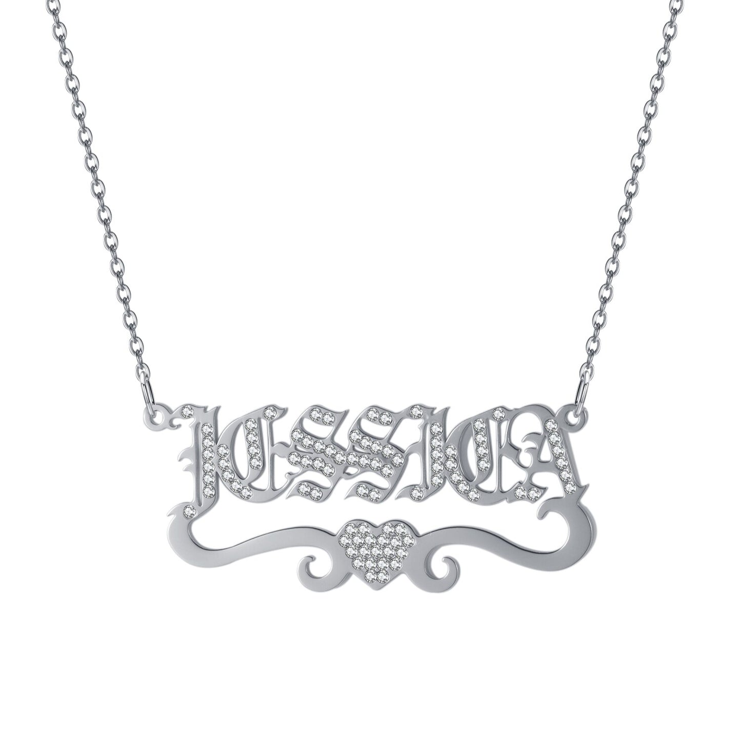 Old English Diamond Name Necklace