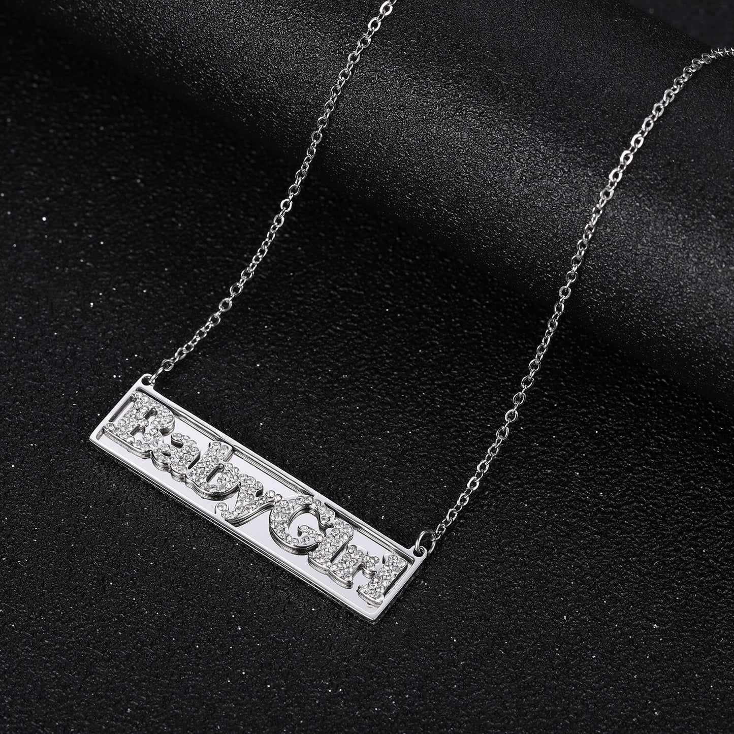 Diamond Studded Name Bar Necklace