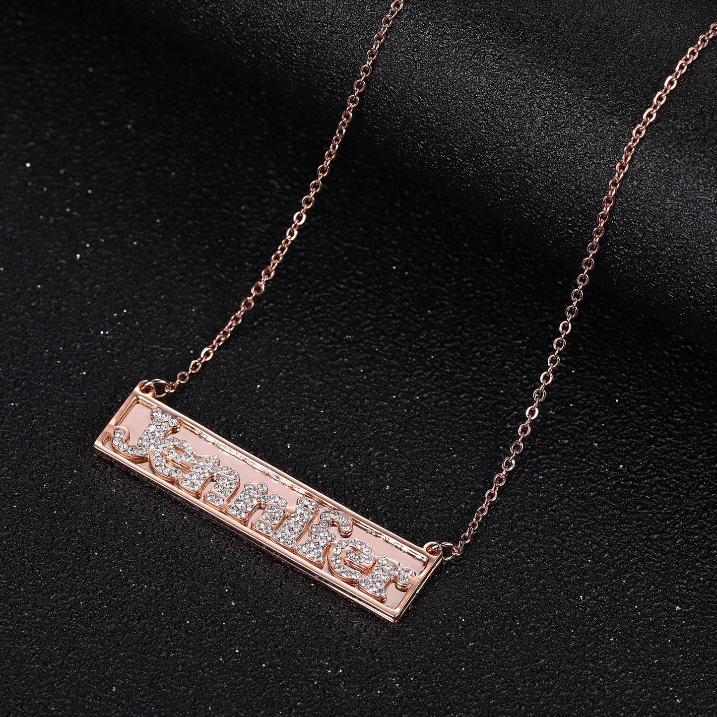 Diamond Studded Name Bar Necklace