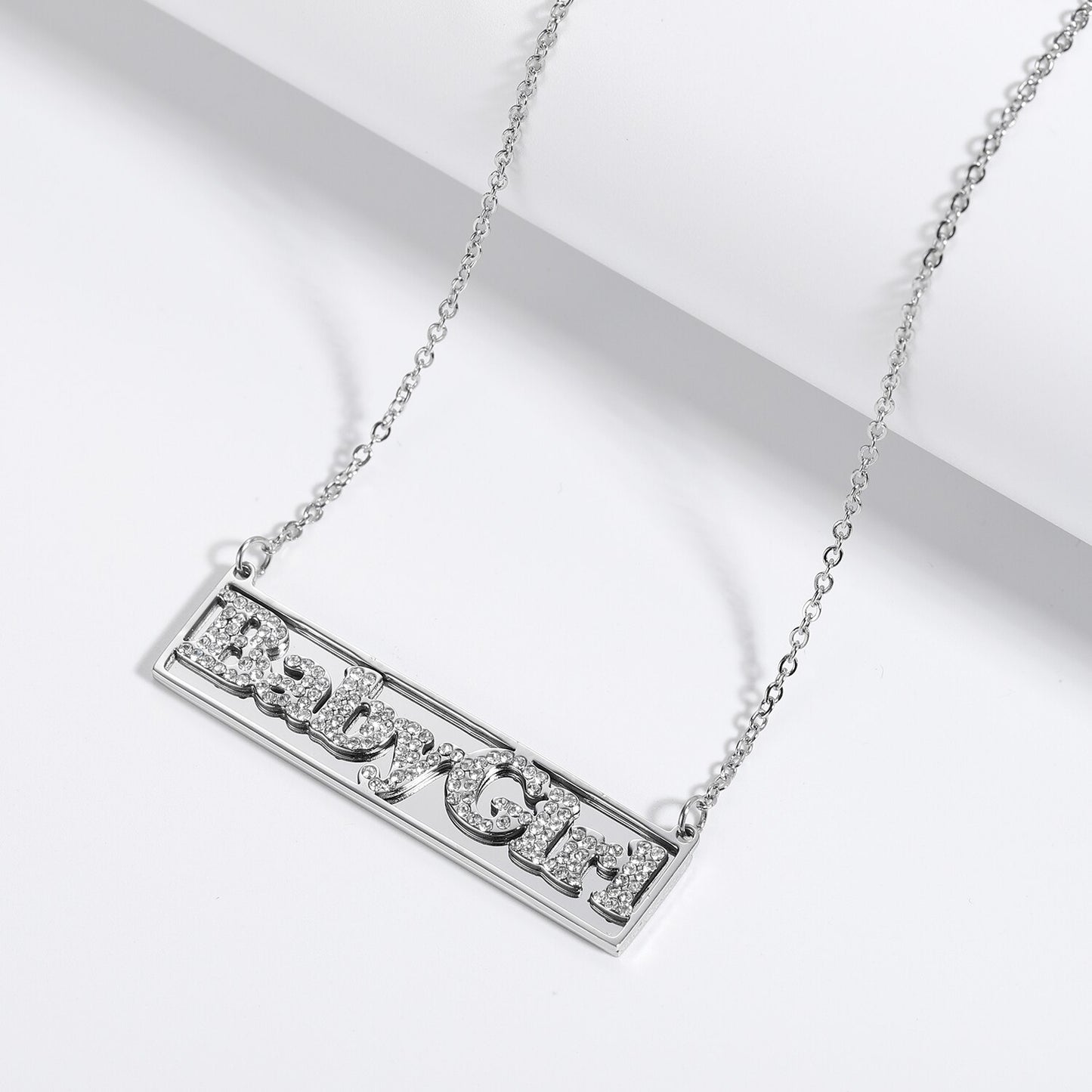 Diamond Studded Name Bar Necklace