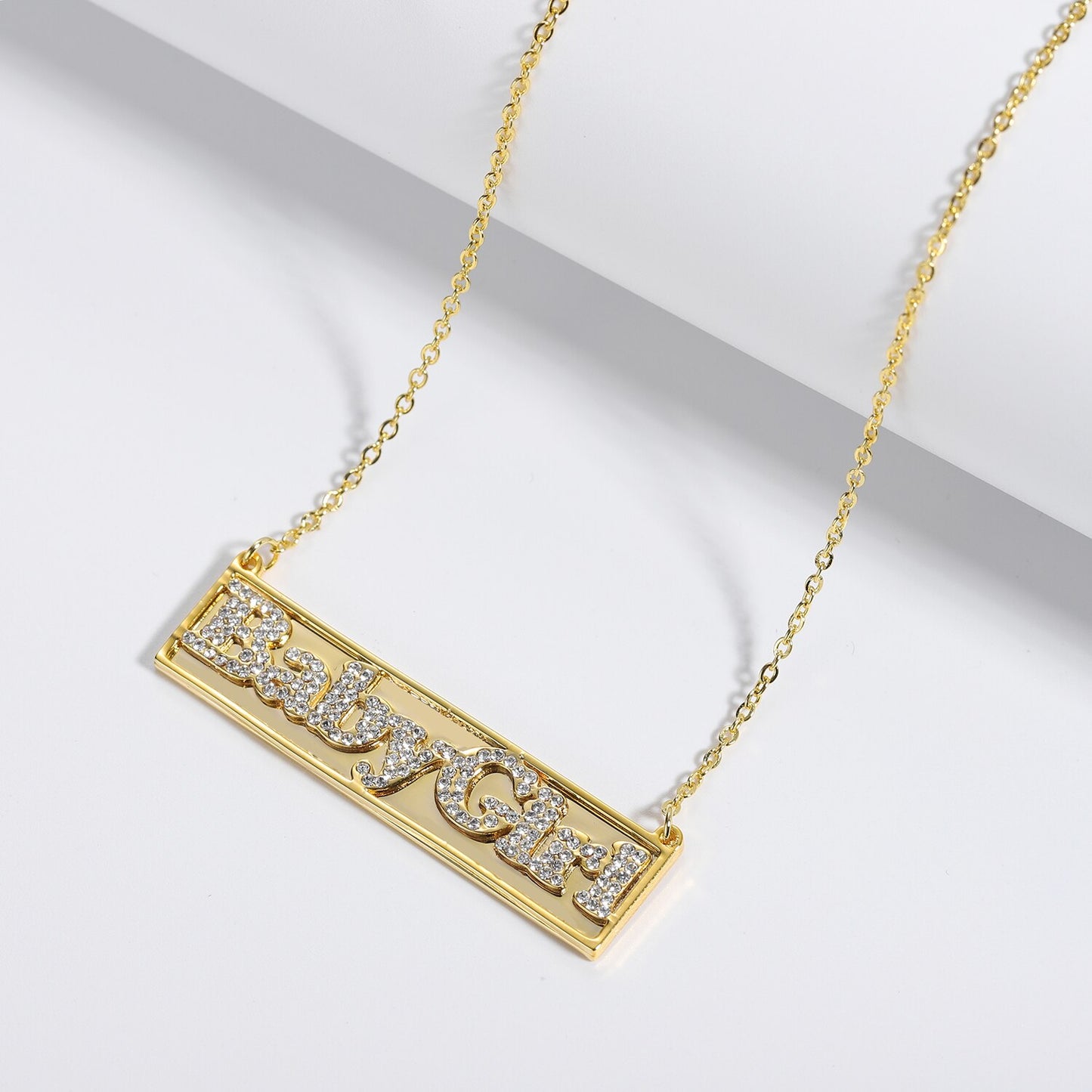 Diamond Studded Name Bar Necklace