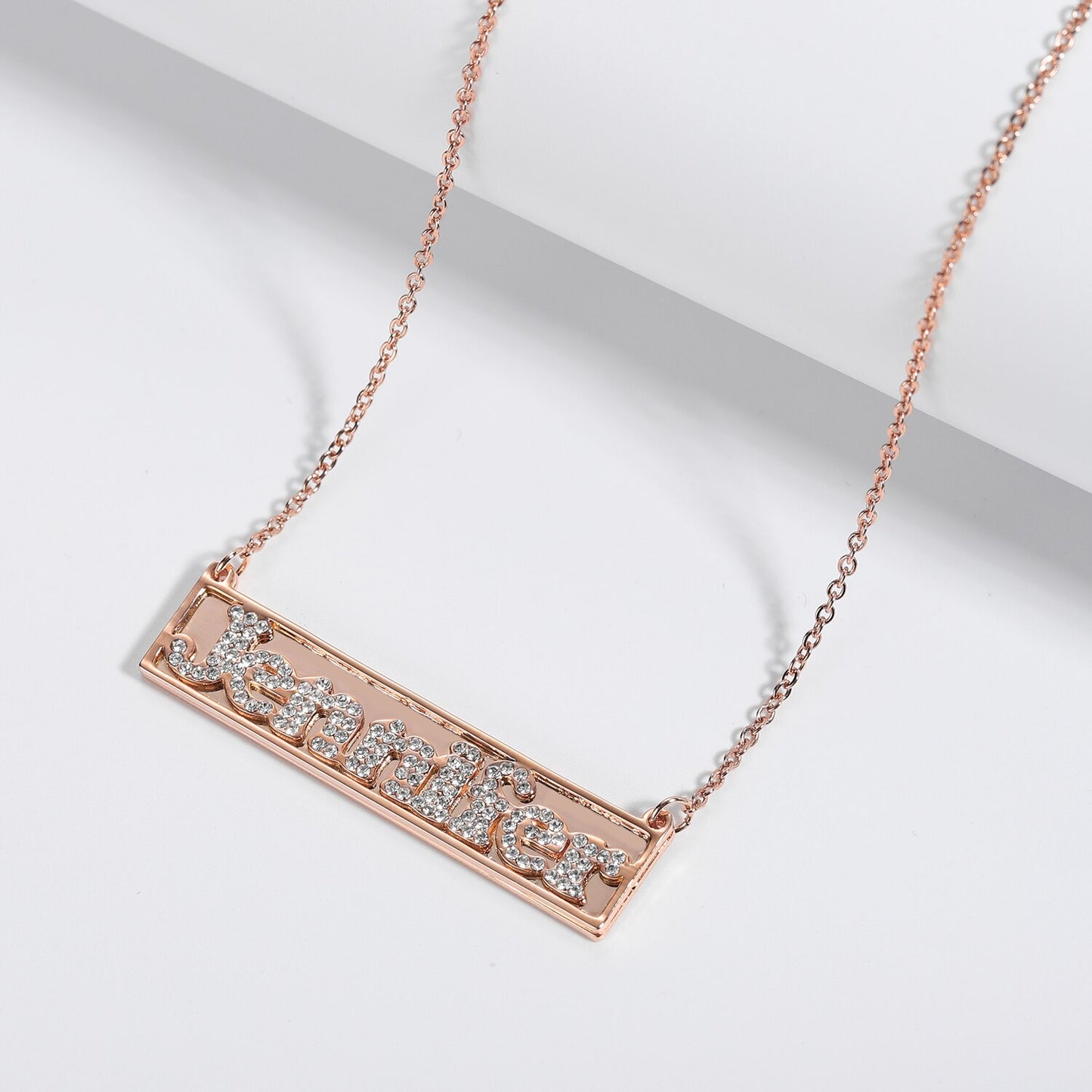 Diamond Studded Name Bar Necklace