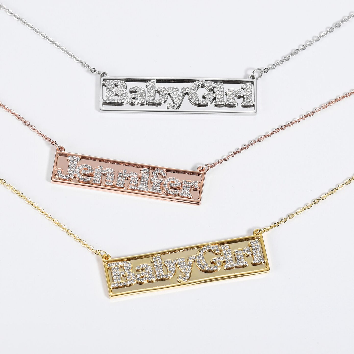 Diamond Studded Name Bar Necklace