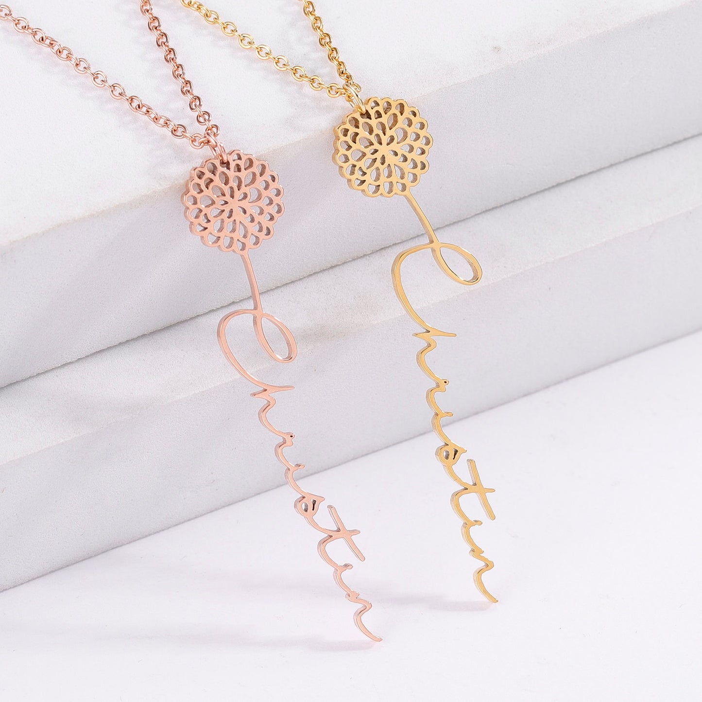 Floral Name Necklace