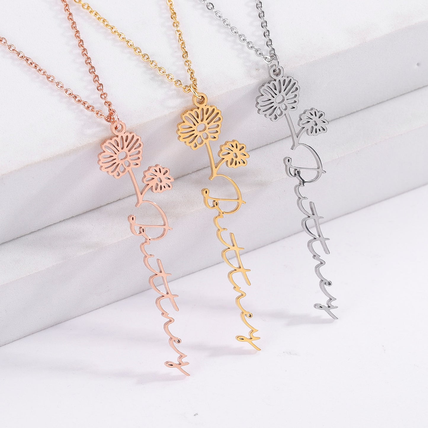 Floral Name Necklace