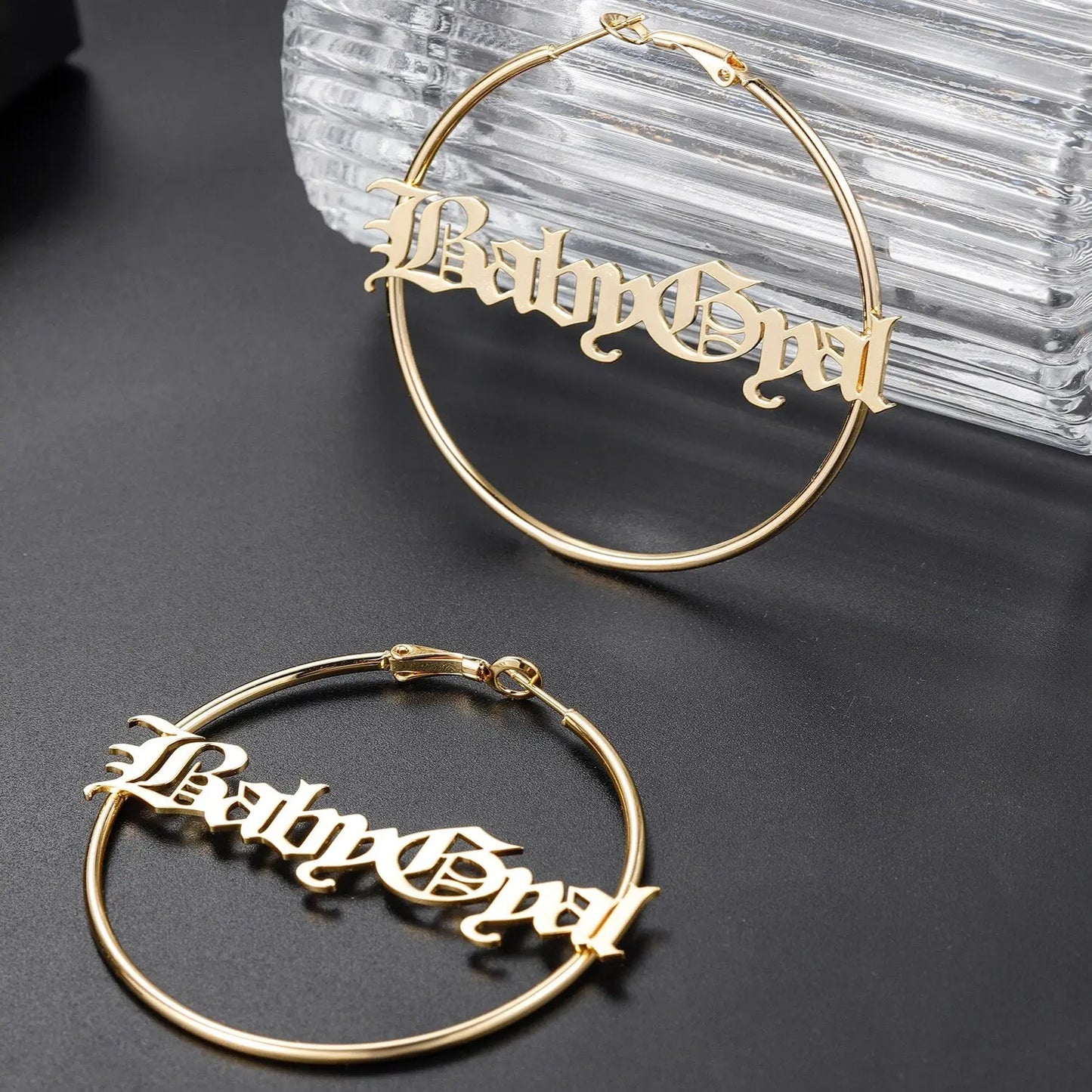 Cursive Hoop Earrings