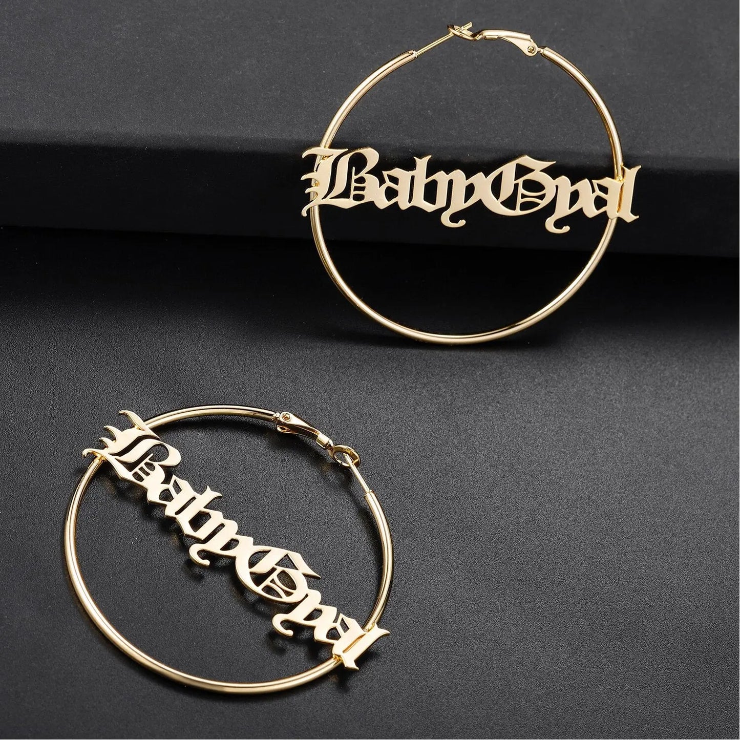 Cursive Hoop Earrings