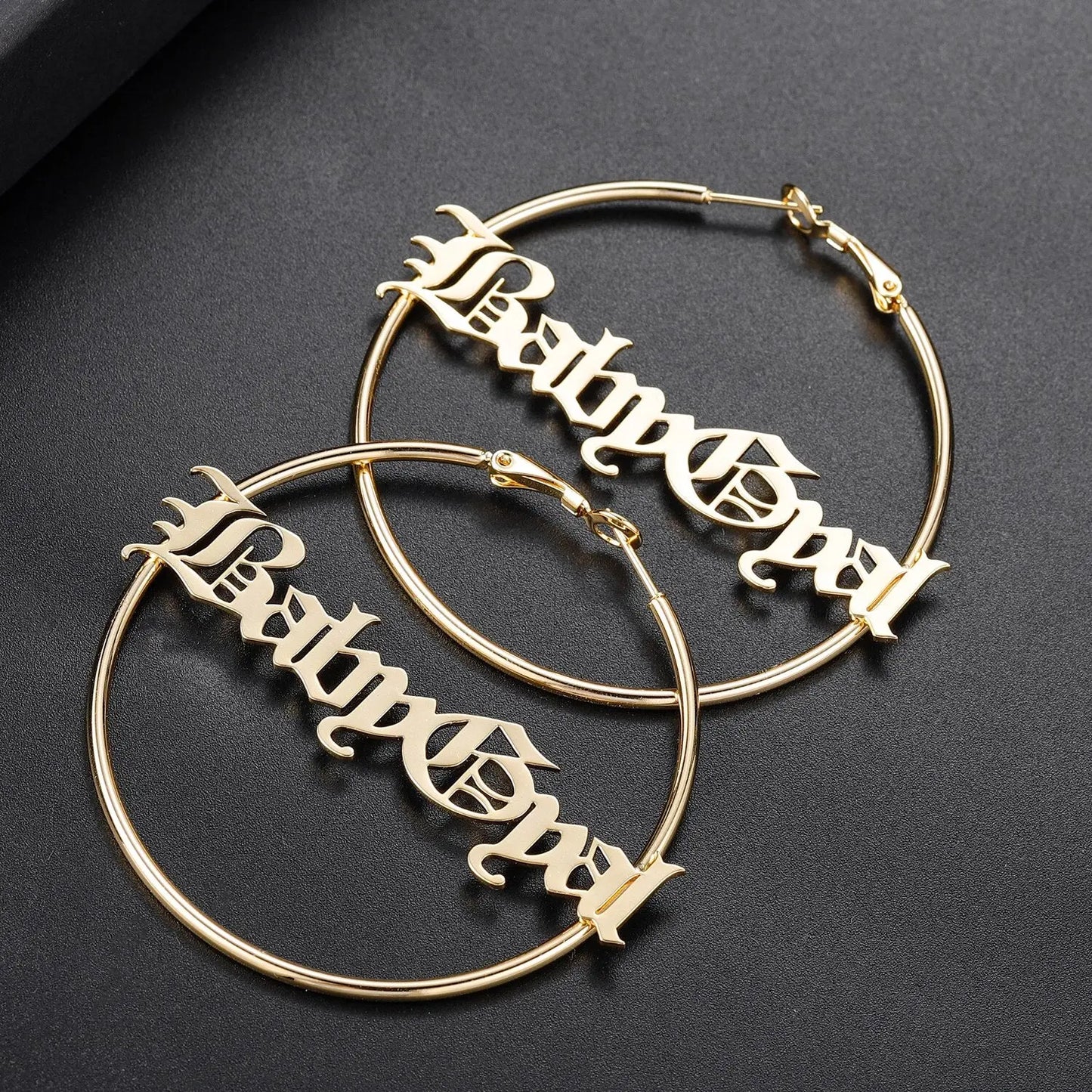 Cursive Hoop Earrings