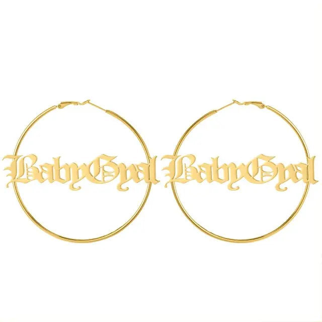 Cursive Hoop Earrings