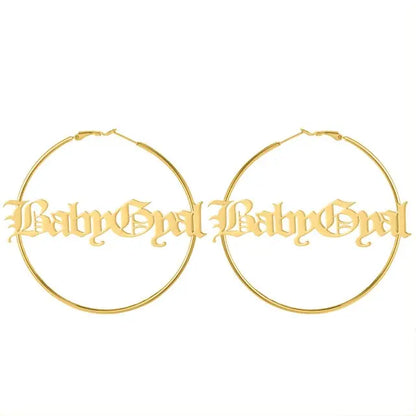 Cursive Hoop Earrings