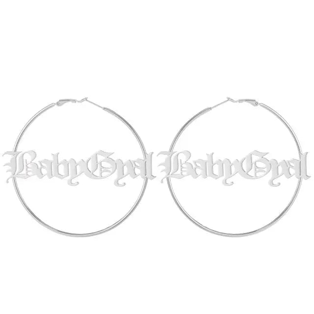 Cursive Hoop Earrings