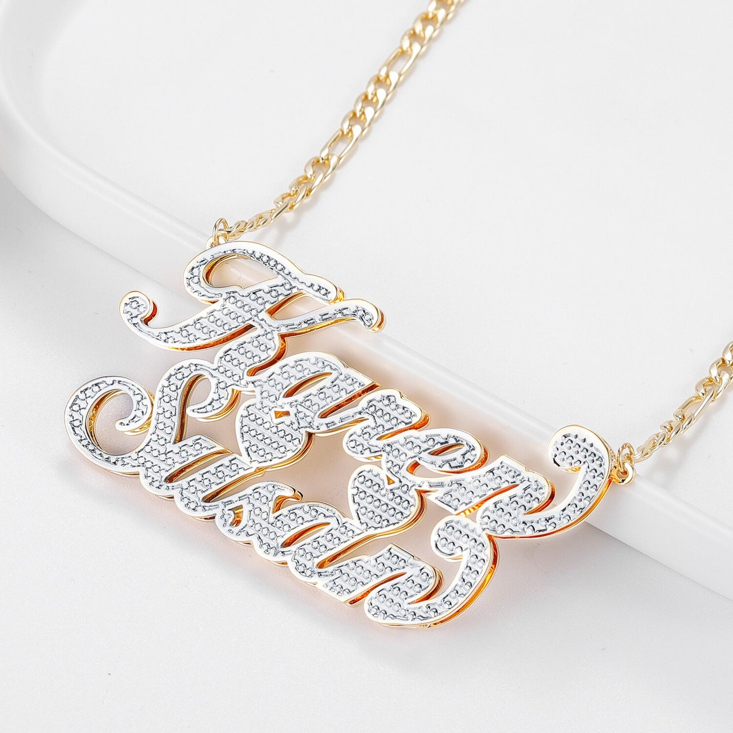 Full Two Tone Name Double Name Necklace