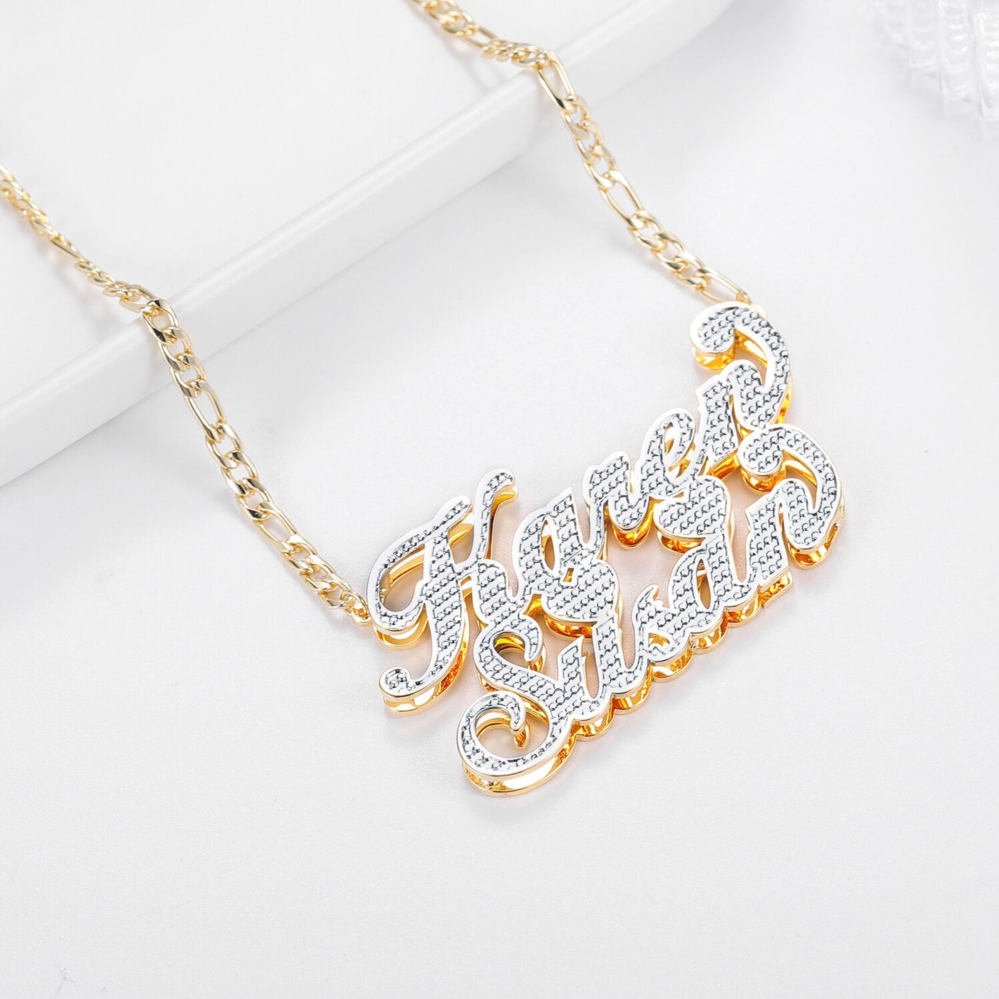 Full Two Tone Name Double Name Necklace