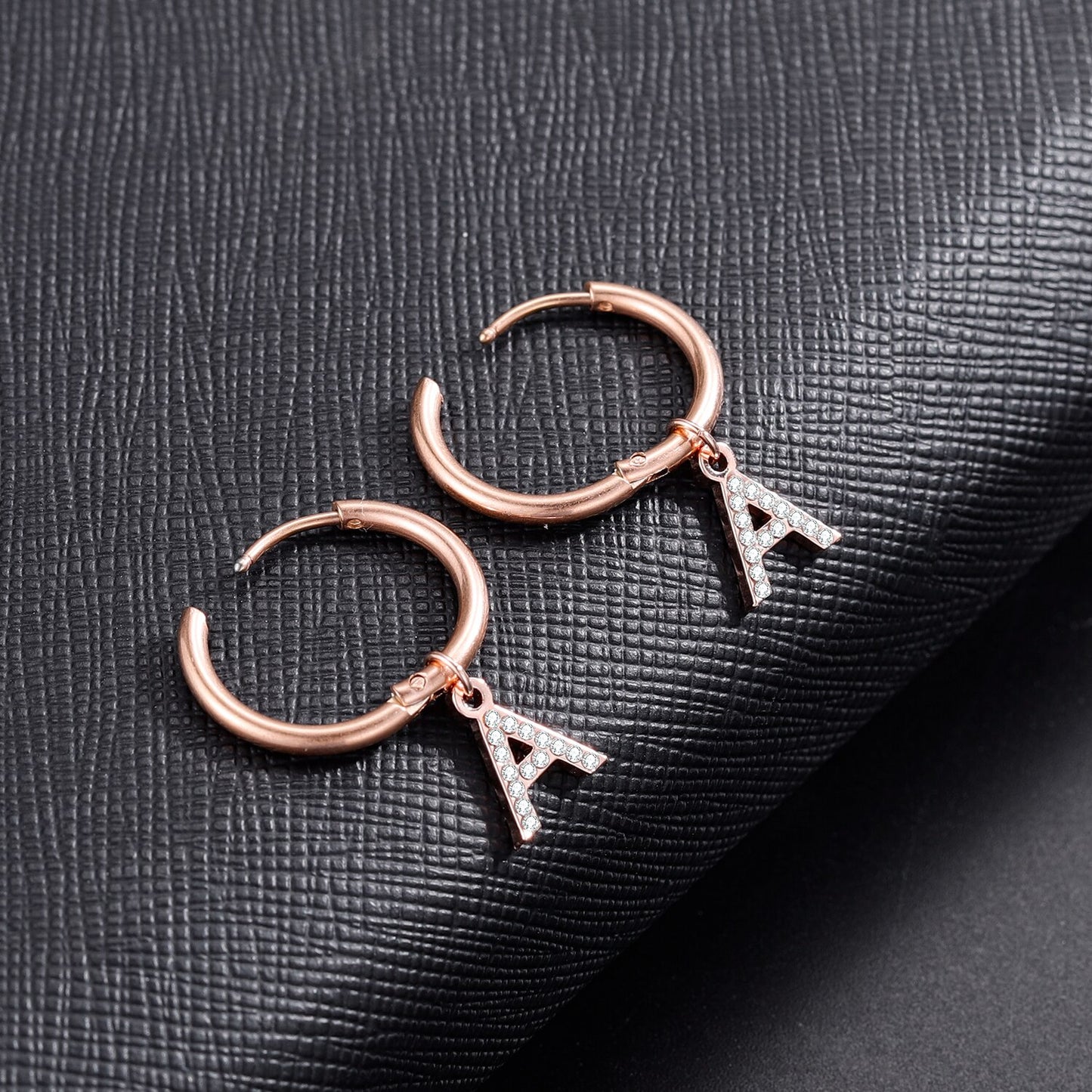 Circular Diamond Initial Earrings