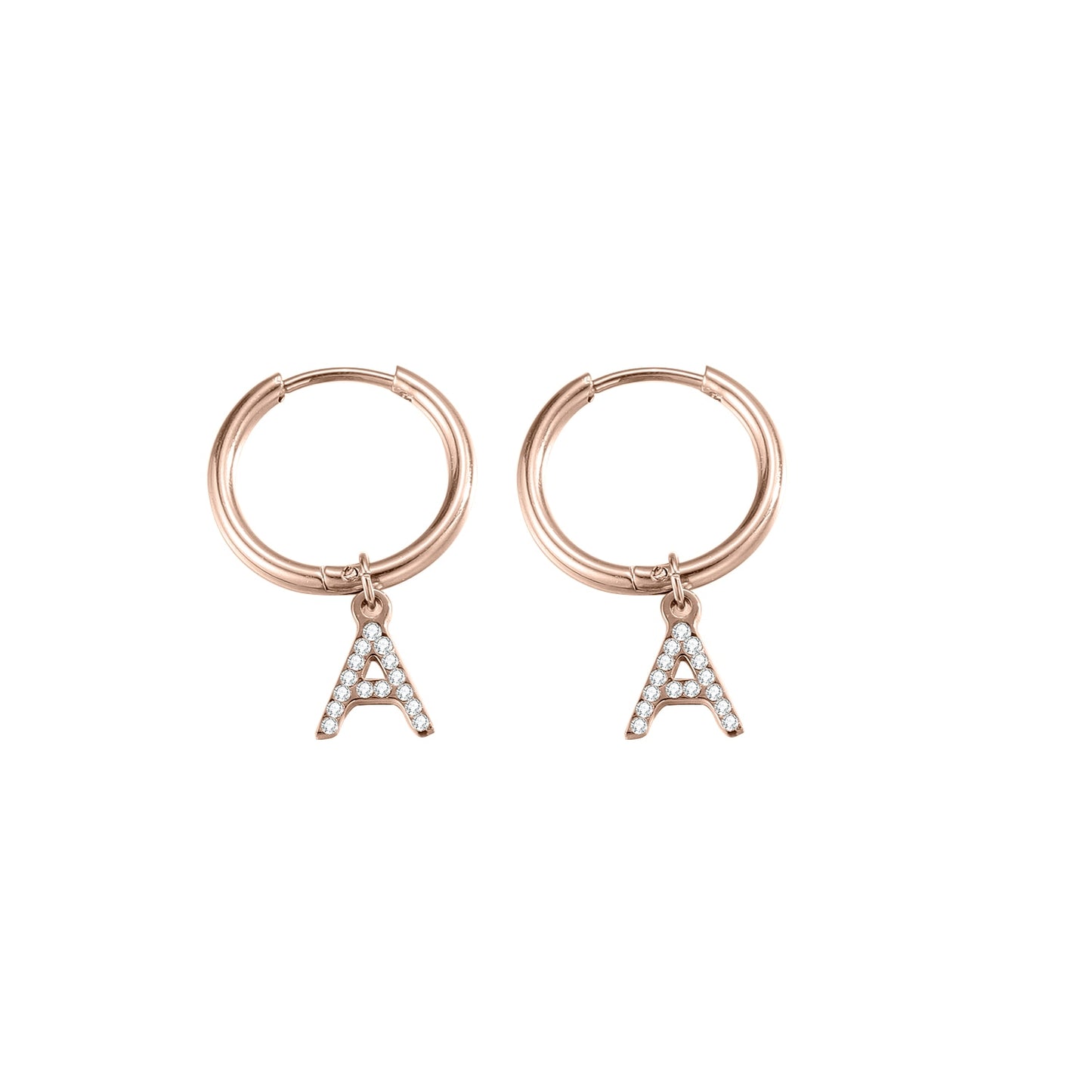 Circular Diamond Initial Earrings