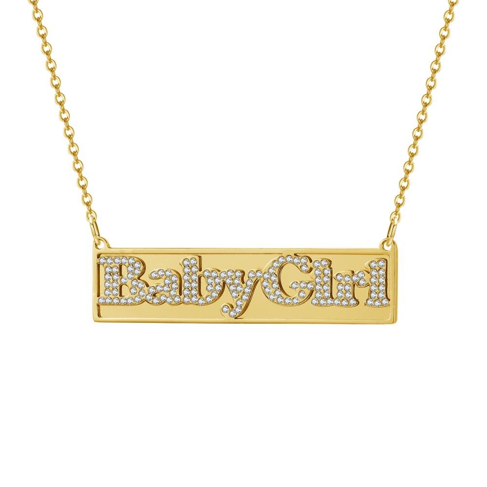 Diamond Studded Name Bar Necklace